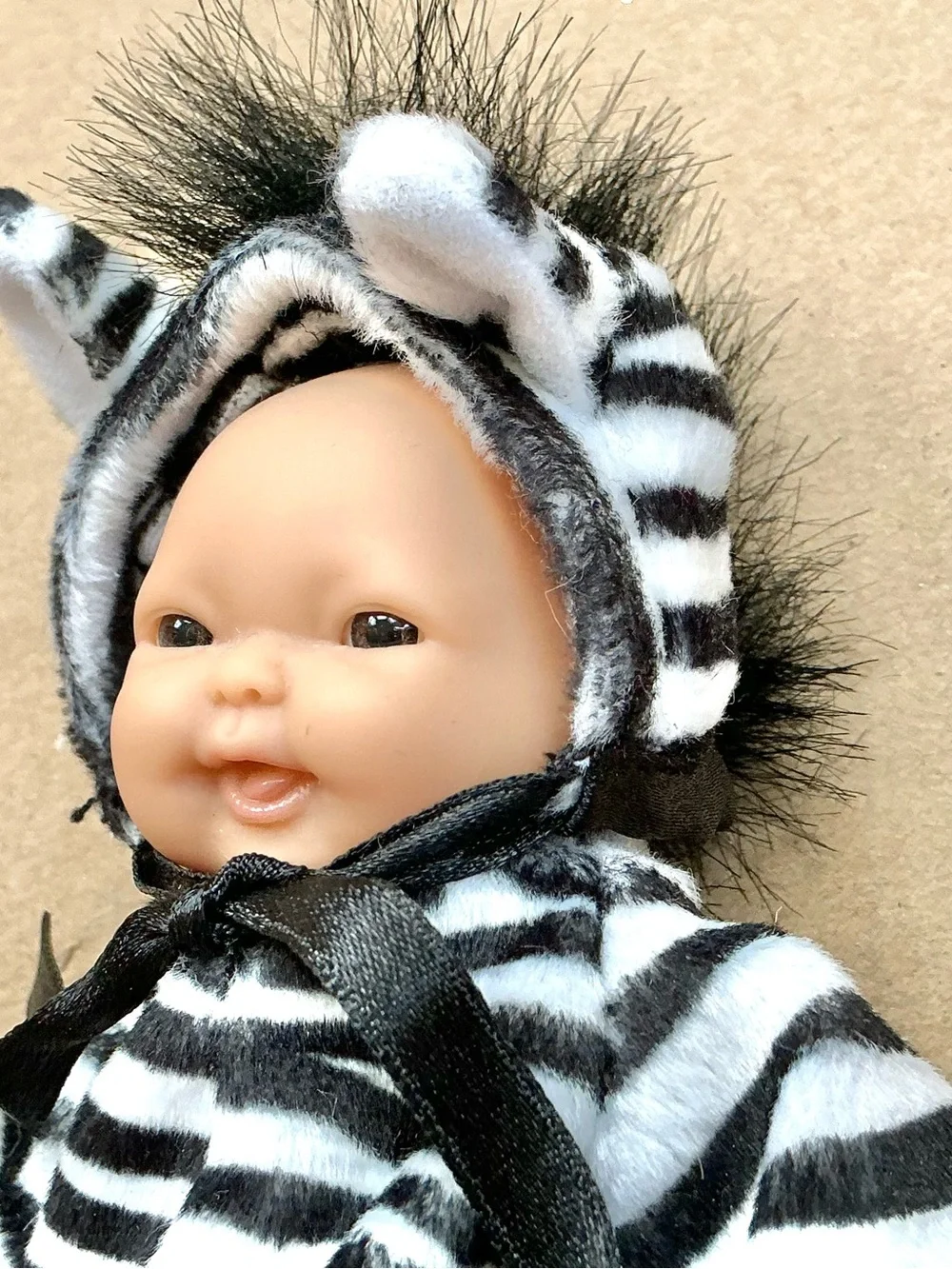 Berenguer baby doll 5” wearing zebra costume cute